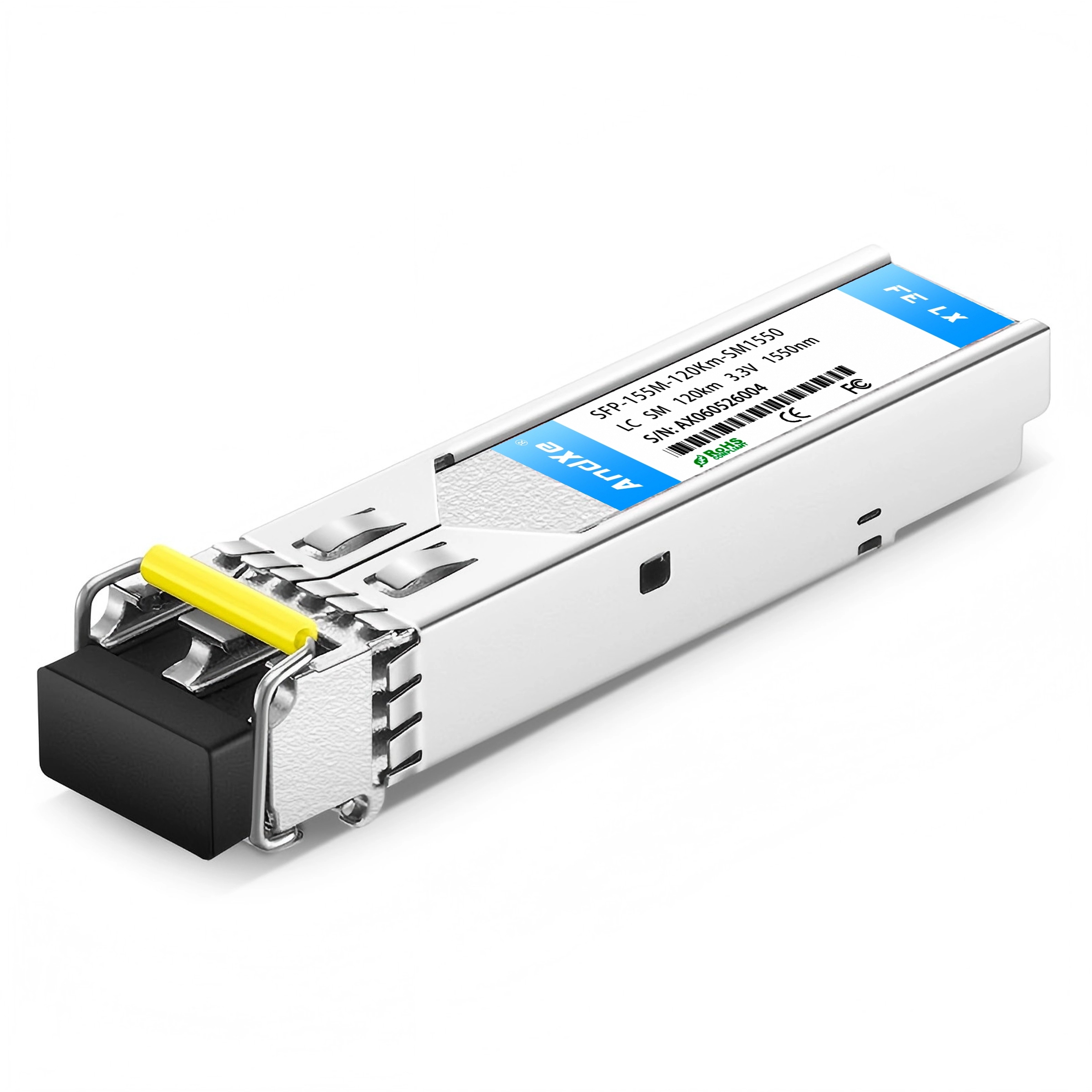 中性(Generic) 兼容 1000BASE-U120-55 SFP TX-1510nm/RX-1590nm 120km DOM 单工 LC 单模光模块